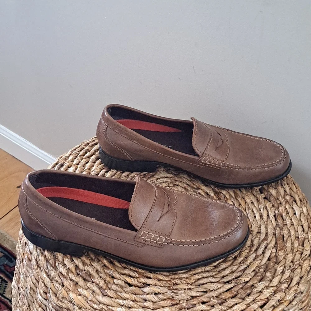 Rockport Mens Classic Comfort Brown Leather Penny Loafers‎ Padded Sz. 10